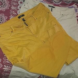 Torrid tall high rise jeggings cream 28 mustard 30 lot